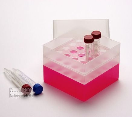 plastic-box EPPi® Box, 96mm, neon-pink, lid with height limiter for 128mm fixed height, 5x5 holes